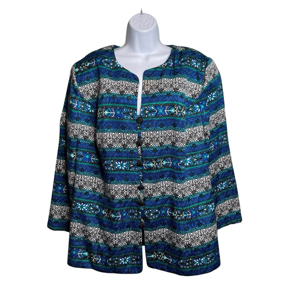 Vintage Adrianna Papell Women's Mixed Eclectic Print Jacket Est. Size 2X Career
